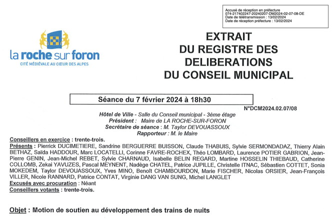 Motion la Mairie de La Roche-sur-Foron